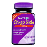 Natrol Ginkgo Biloba 120mg - Helps Improve Circulation, 60 tabs