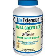 Life Extension Mega Green Tea w/ CoffeeGenic Green Coffee Extract - Low Caffeine Formula, 120 vcaps