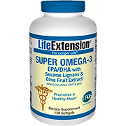 Life Extension Super Omega 3 EPA/DHA w/ Sesame Lignans & Olive Fruit Extract - 120 softgels