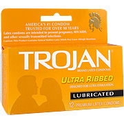Trojan Trojan Ribbed - Lubricated Condoms, 12 pack