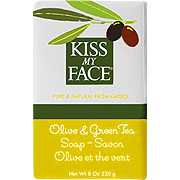 Kiss My Face Olive & Green Tea Bar Soap - Natural Moisturizing Bar Soap, 8 oz
