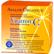 Avalon Organic Botanicals Vitamin C Renewal Facial Cream - Daily Firming Repair Enriched with Skin Smoothing Lipo-Filling Complex, 2 oz