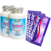 Natural 3 Buy 2 MenoSerene & Get 3 Single Astroglide Personal Lubricant for FREE - Fight your menopause symptoms, 2x60 tabs + 3x0.14 oz