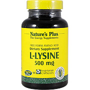 Nature's Plus L-Lysine 500 mg Free Form Amino Acid - 90 vcaps