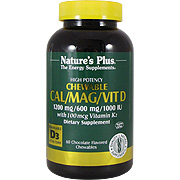 Nature's Plus Cal/Mag/Vit D3 with Vitamin K2 Chewables Chocolate - 60 tabs