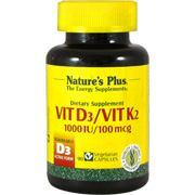 Nature's Plus Vitamin D3 1000IU with K2 100 mcg - 90 vcaps