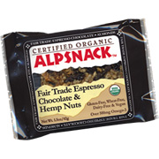 Alpsnack Fair Trade Espresso Chocolate Certified Organic Energy Bar Dairy, Gluten & Wheat Free - 1.5 oz