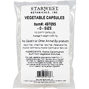 Starwest Botanicals Vegetable Capsules -0-100/Bag