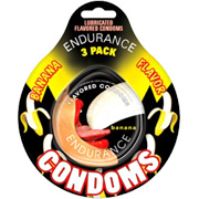 Hott Products Endurance Banana Flavored Condoms - 3 pack discs