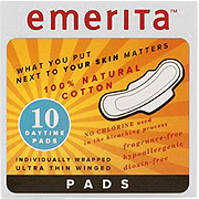 Emerita Natural Cotton Ultra Thin Pads Daytime w/Wings - 10 ct