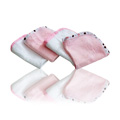 Organic Terry Wash Cloths Pink w/ Polka Dot & White w/ Pink - 