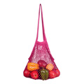 String Bag Long Handle Natural Cotton Cranberry - 