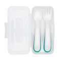Tot On-The-Go Plastic Fork & Spoon Set w/ Travel Case Teal - 