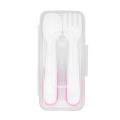 Tot On-The-Go Plastic Fork & Spoon Set w/ Travel Case Pink - 