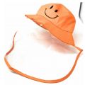 Children Bucket Hat w/ Visor Orange Happy Face - 