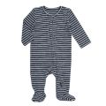0-3M L/S coverall navy stripe - snuggle knit - 