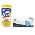 Lysol Canister Disinfecting Wipes Lemon & Lime Blossom + VEPX+ Disposable Protective Mask - 