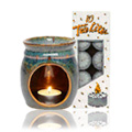 Teal Blue Rust Candle Lamp & Tea Light Candles Combo - 
