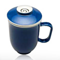 Steepin' Mugs Blue Sky Porcelain Cup with Handle, Infuser & Saucer 