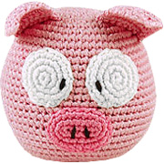 Hand Crocheted Pig Roly Poly Rattle - 
