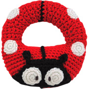 Hand Crocheted Ladybug Ring Rattle - 