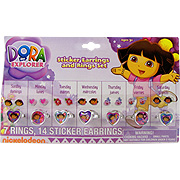 Dora The Explorer Sticker Earrings & Ring Set - 