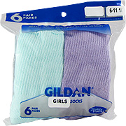 Girls Crew Sock Size 6 to 11 1/2 Sky Blue & Magenta - 