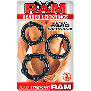 Ram Beaded Cockrings Black - 