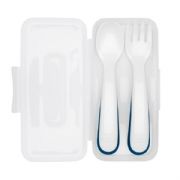 Tot On-The-Go Plastic Fork & Spoon Set w/ Travel Case Navy - 