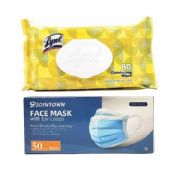 Lysol Disinfecting Wipes Lemon & Lime Blossom + Jointown Safe Shield Technology Face Mask w/ Ear Loops - 