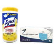 Lysol Canister Disinfecting Wipes Lemon & Lime Blossom + VEPX+ Disposable Protective Mask - 