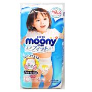Moony Pull-Ups Diaper Regular Type Pants, Size L, 44 pcs for 9-14 kg Baby Girl
