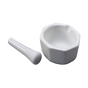 3 1/2'' White Porcelain Mortar & Pestle - 