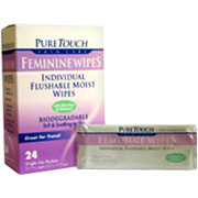 Organic Feminine Wipes Single Use Packet Individual Flushable Moist Wipes with Aloe Vera & Vitamin E - 