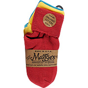 Children's Socks Blue/Red/Yellow, Toddler Anklets Tri-Packs - 