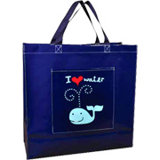 Shoppers I Heart Water, Whale Reusable Tote Bags 16'' x 15'' - 