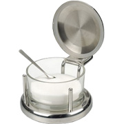 Salt Server W/Spoon Glas & Ss -