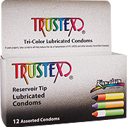 Tri Color Reservoir Tip Condoms - 