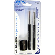 2 Eyeliner/Brow Pencils Black w/ Sharpener - 