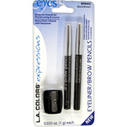 2 Eyeliner/Brow Pencils Brown/Black w/ Sharpener - 