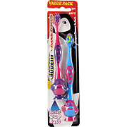 Pudgie Penguin Soft Toothbrush Purple/Pink & Blue/Purple - 