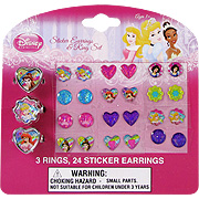 Disney Princess Sticker Earrings & Ring Set - 