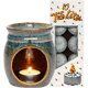 Teal Blue Rust Candle Lamp & Tea Light Candles Combo - 