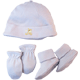 Organic Hat Set with Scratch Mittens & Booties Blue - 
