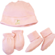 Organic Hat Set with Scratch Mittens & Booties Pink - 